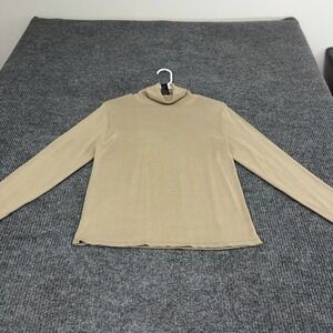 August Silk Sweater Womens M Tan Silk Turtleneck Minimalist Classic